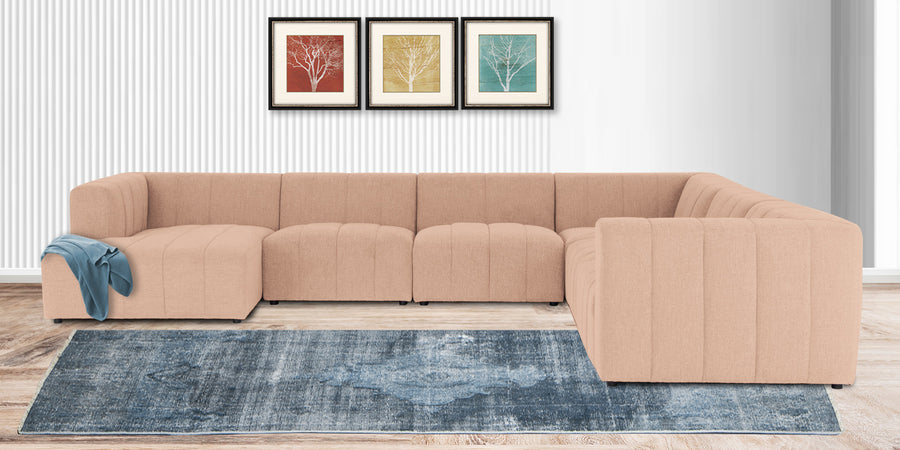 Damo Fabric Rhs 8 Seater Corner Sofa In Cosmic Beige Colour - Febonic Living