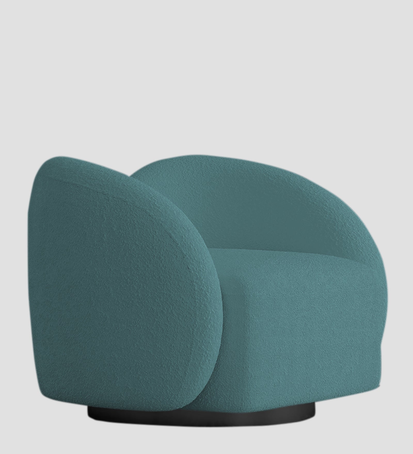Miles Boucle Fabric Swivel Chair in Ocean Blue Colour