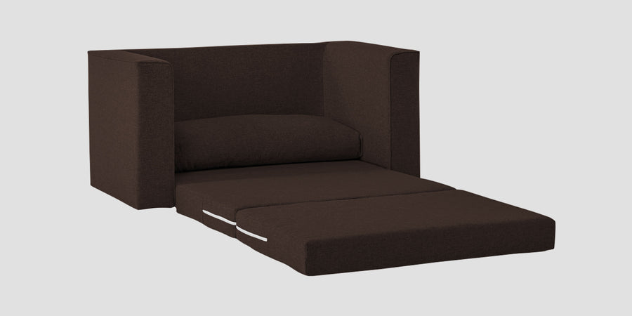 Kenia Fabric 2 Seater Foldable Sofa Cum Bed In Coffee Brown Colour - Febonic Living