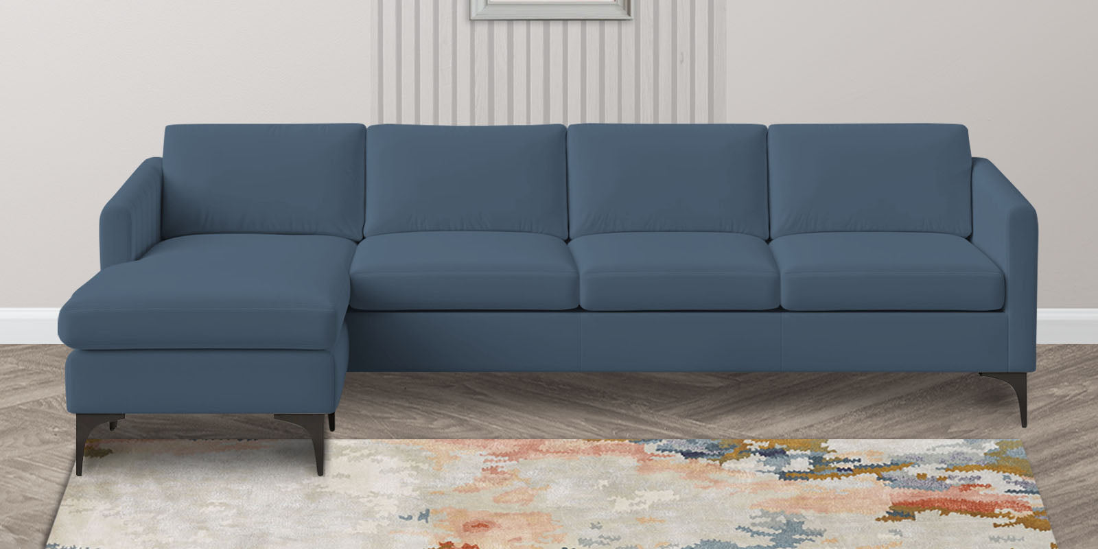 Haru Fabric RHS Sectional Sofa (3+Lounger) in Oxford Blue Colour