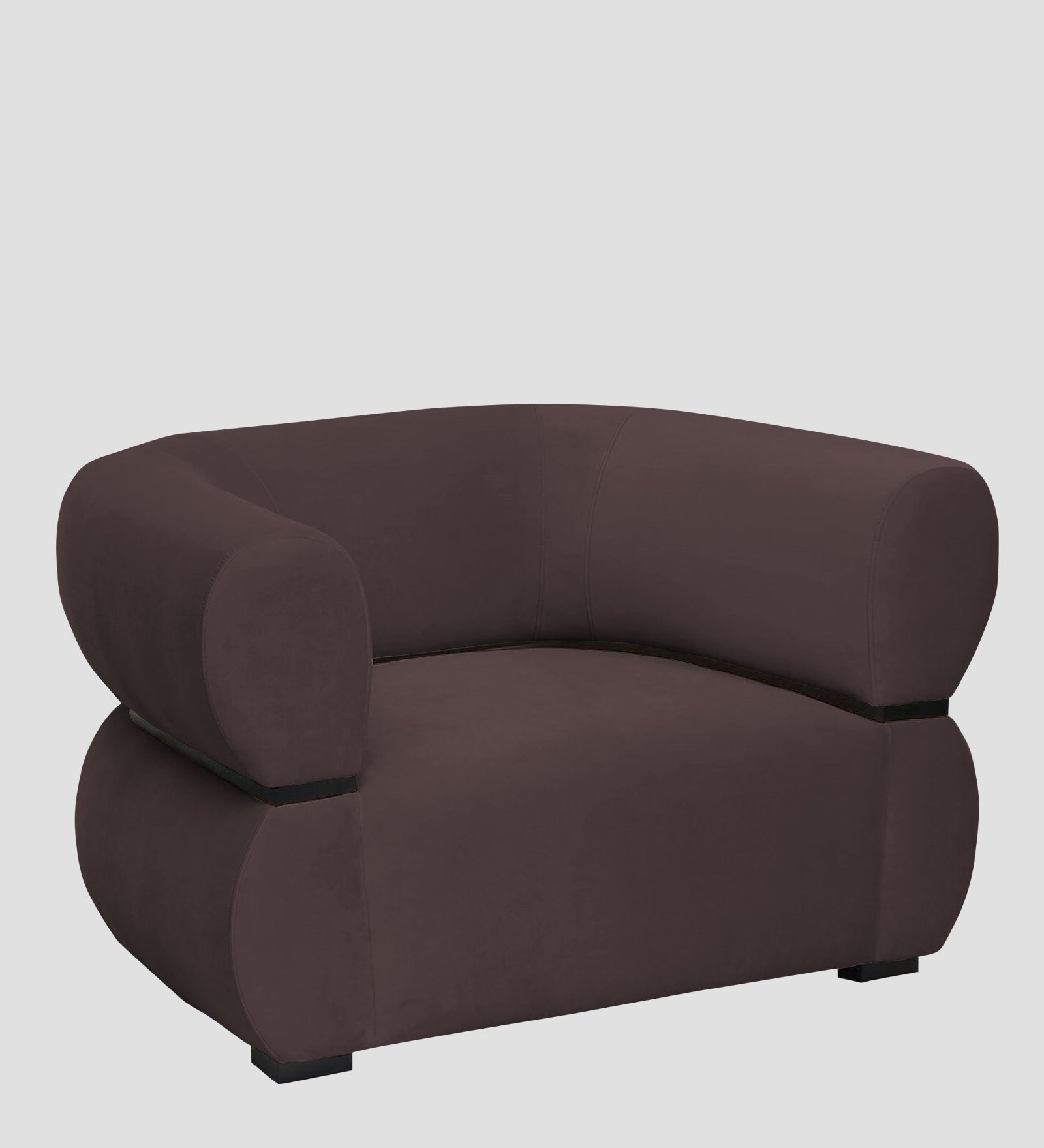 Kula Velvet 1 Seater Sofa In Mocha Brown Colour