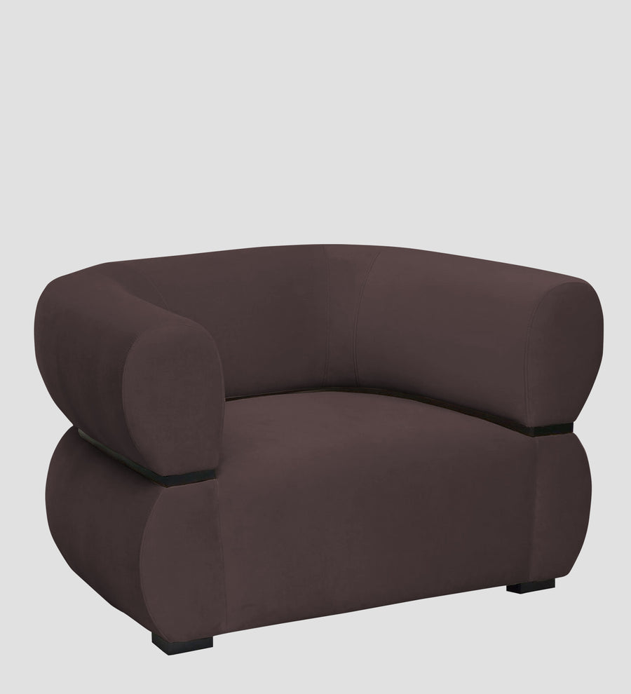 Kula Velvet 1 Seater Sofa In Mocha Brown Colour - Febonic Living