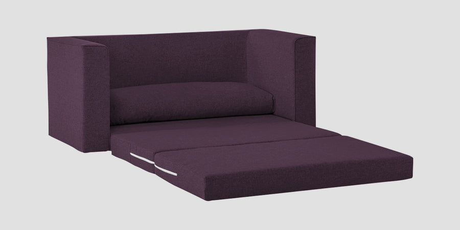 Kenia Fabric 3 Seater Foldable Sofa Cum Bed In Greek Purple Colour - Febonic Living