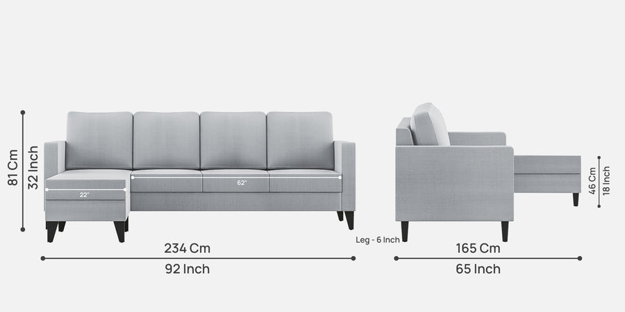Nori Fabric Rhs Sectional Sofa 3 Lounger In Coin Grey Colour - Febonic Living