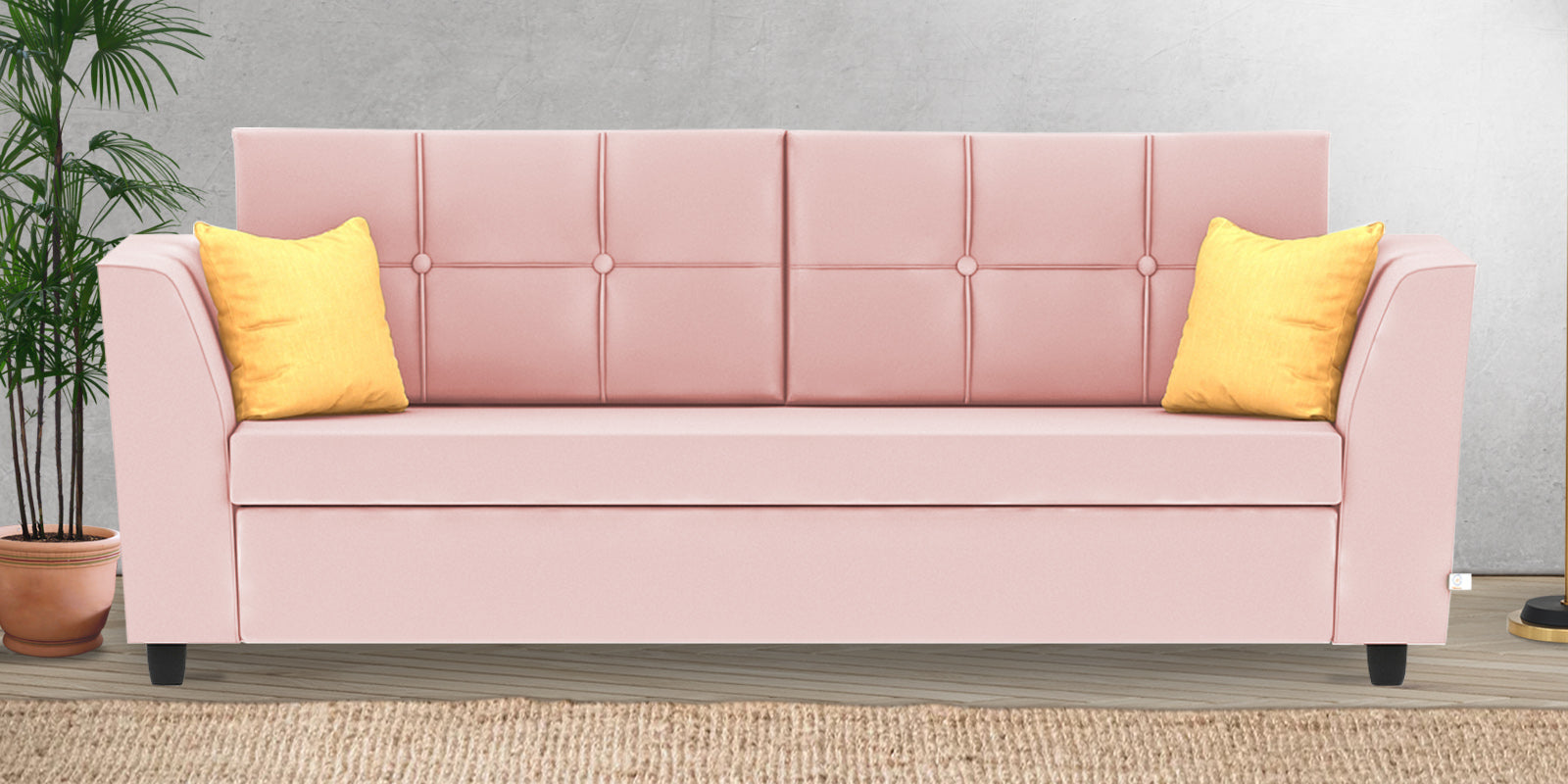 Nestin Velvet 3 Seater Sofa in Millennial Pink Colour