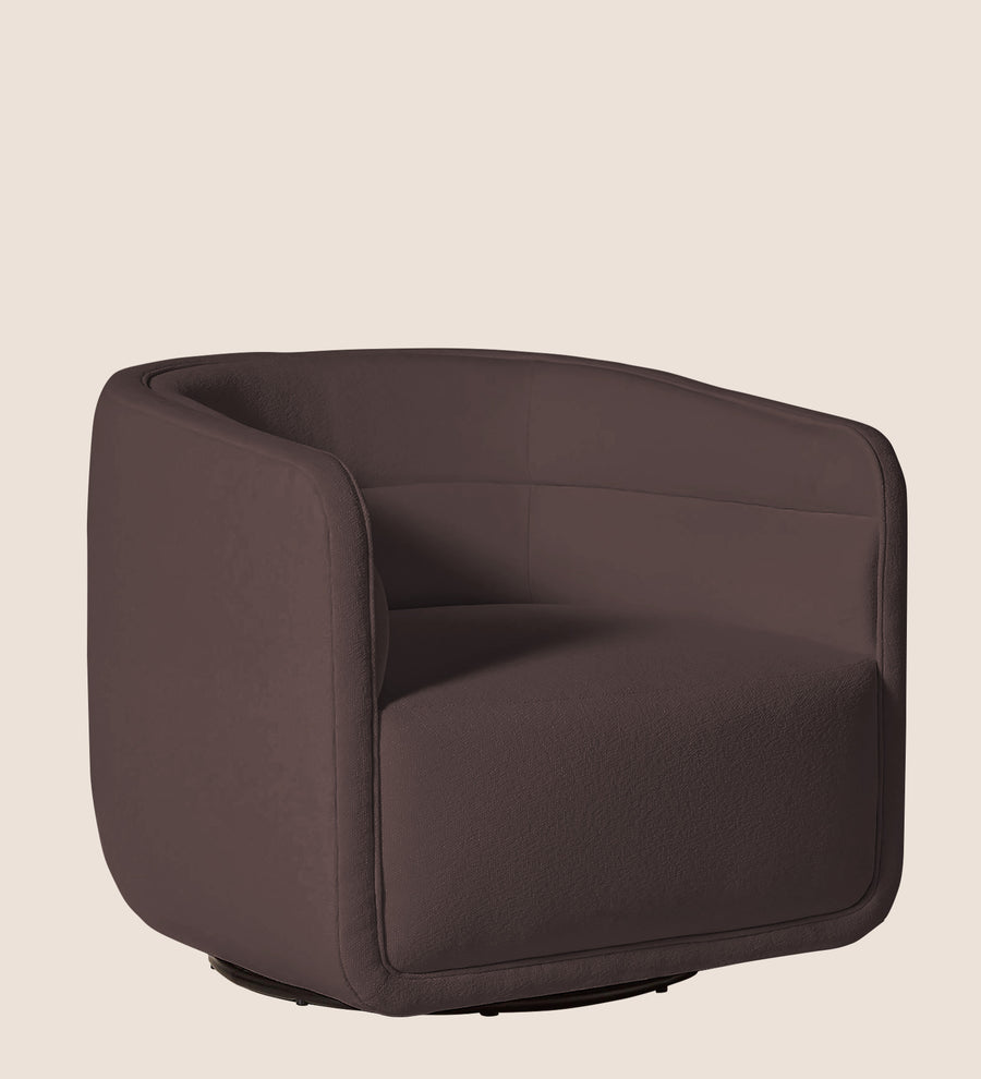Ria Fabric Swivel Chair In Night Brown Colour - Febonic Living