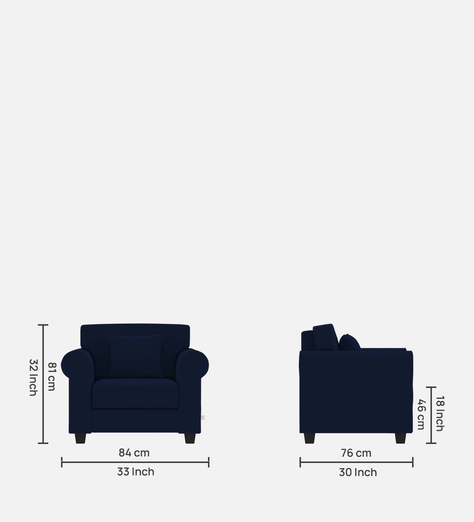 Numonk Velvet 1 Seater Sofa in Indigo Blue Colour