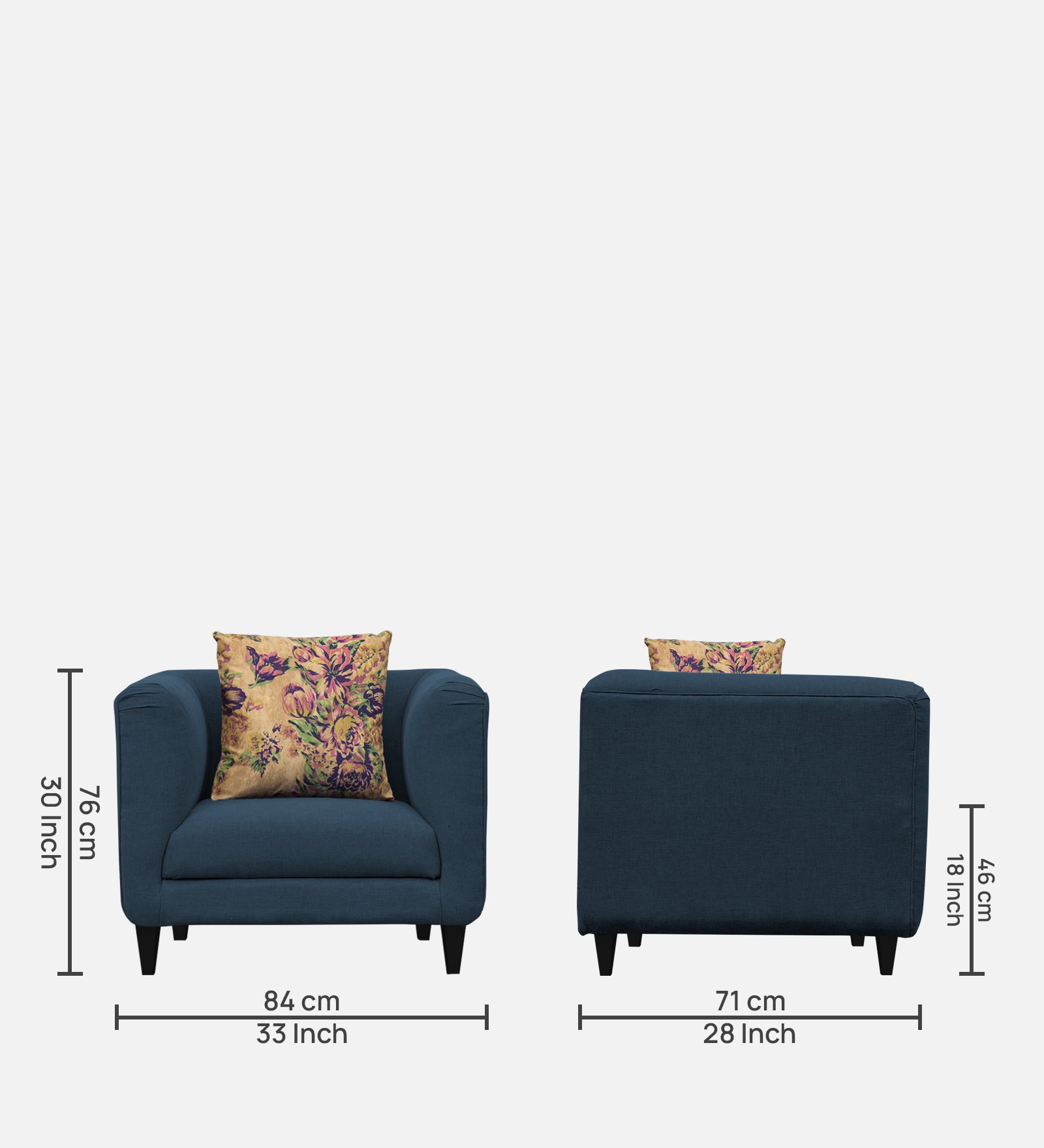 Niki Fabric 1 Seater Sofa in Light Blue Colour