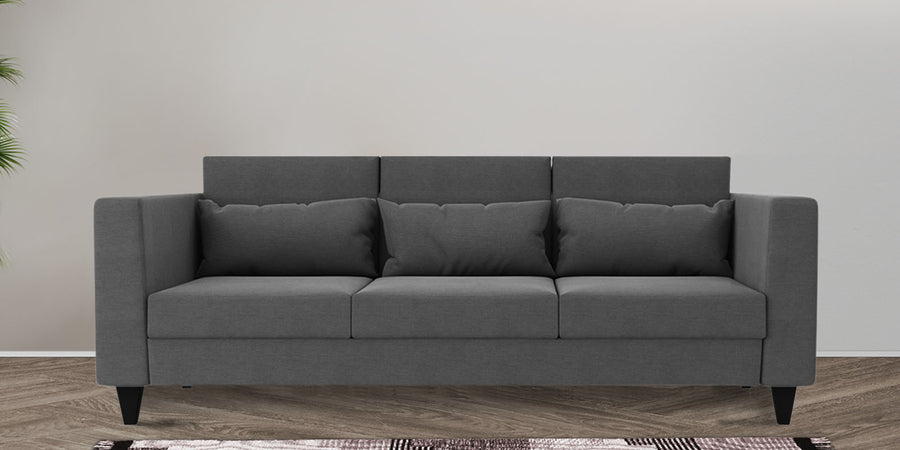 Nipul Fabric 3 Seater Sofa In Charcoal Grey Colour - Febonic Living