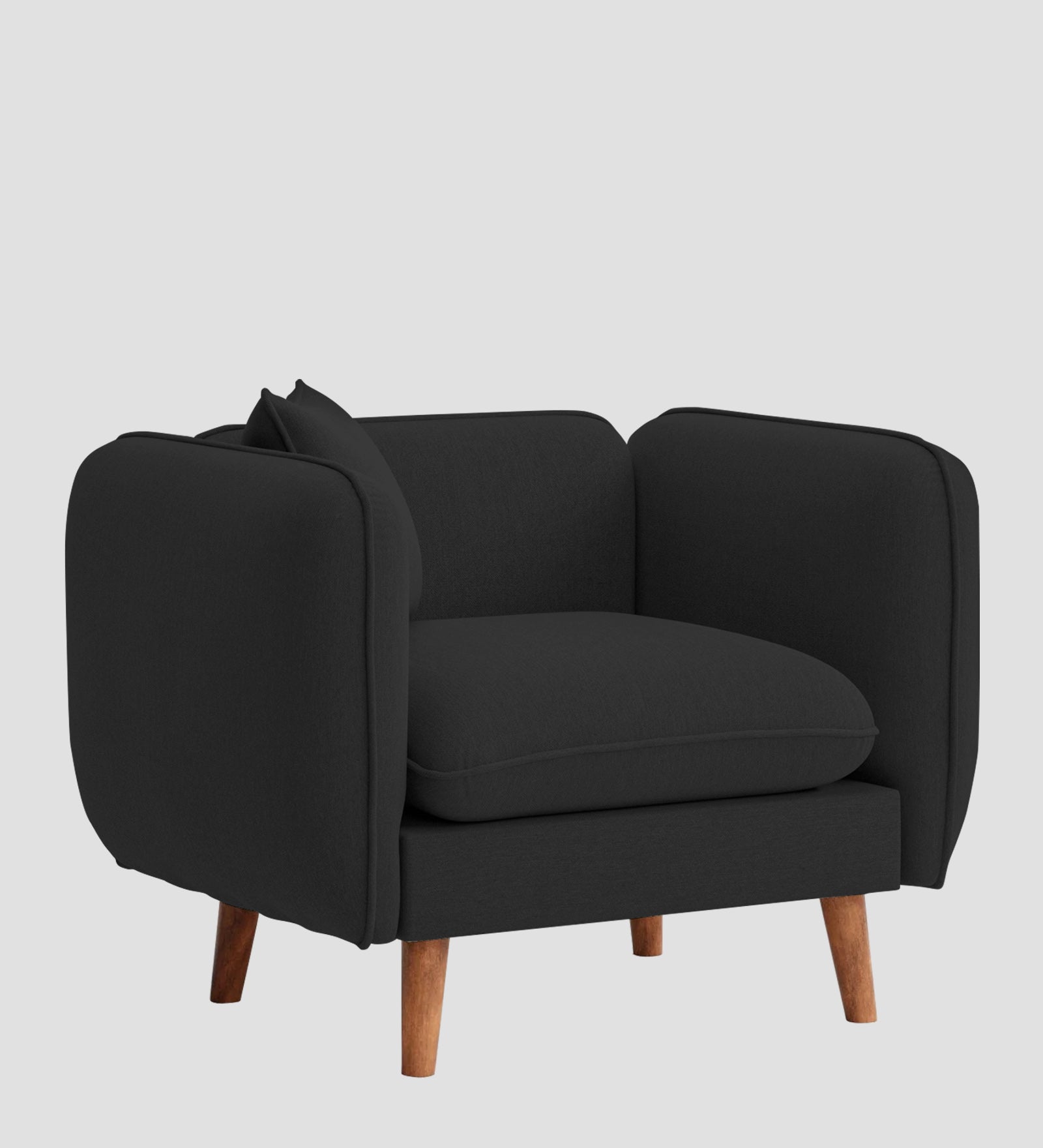 Reva Fabric 1 Seater Sofa In  Bitter Black Colour - Febonic Living