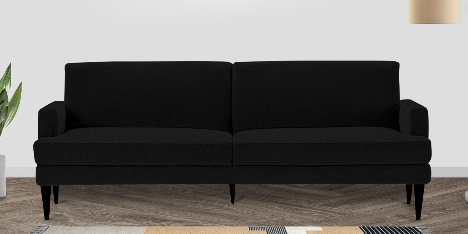 Zoya Fabric 3 Seater Convertable Sofa Cum Bed in Zed Black Colour