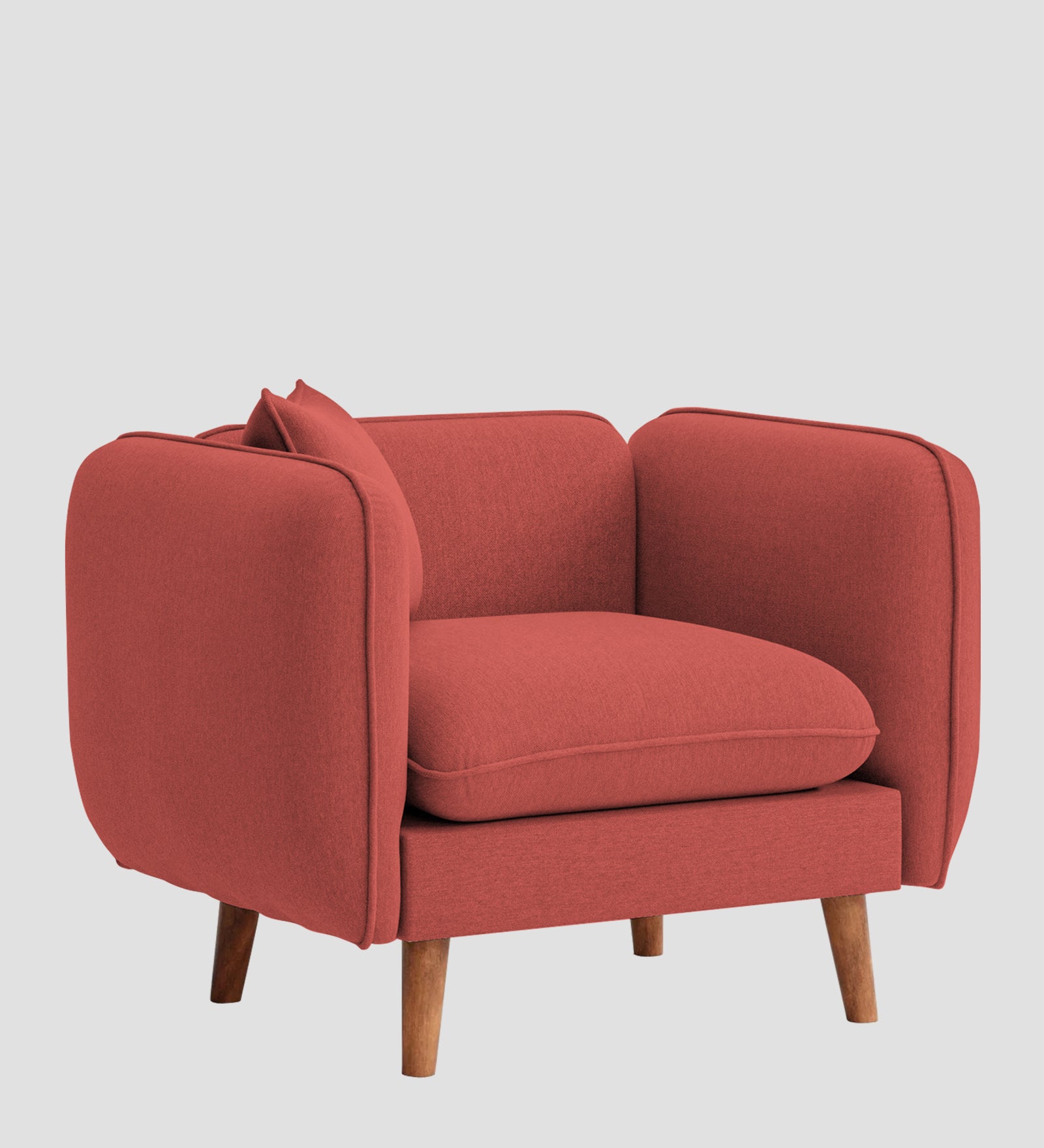 Reva Fabric 1 Seater Sofa In  Salmon Pink Colour - Febonic Living