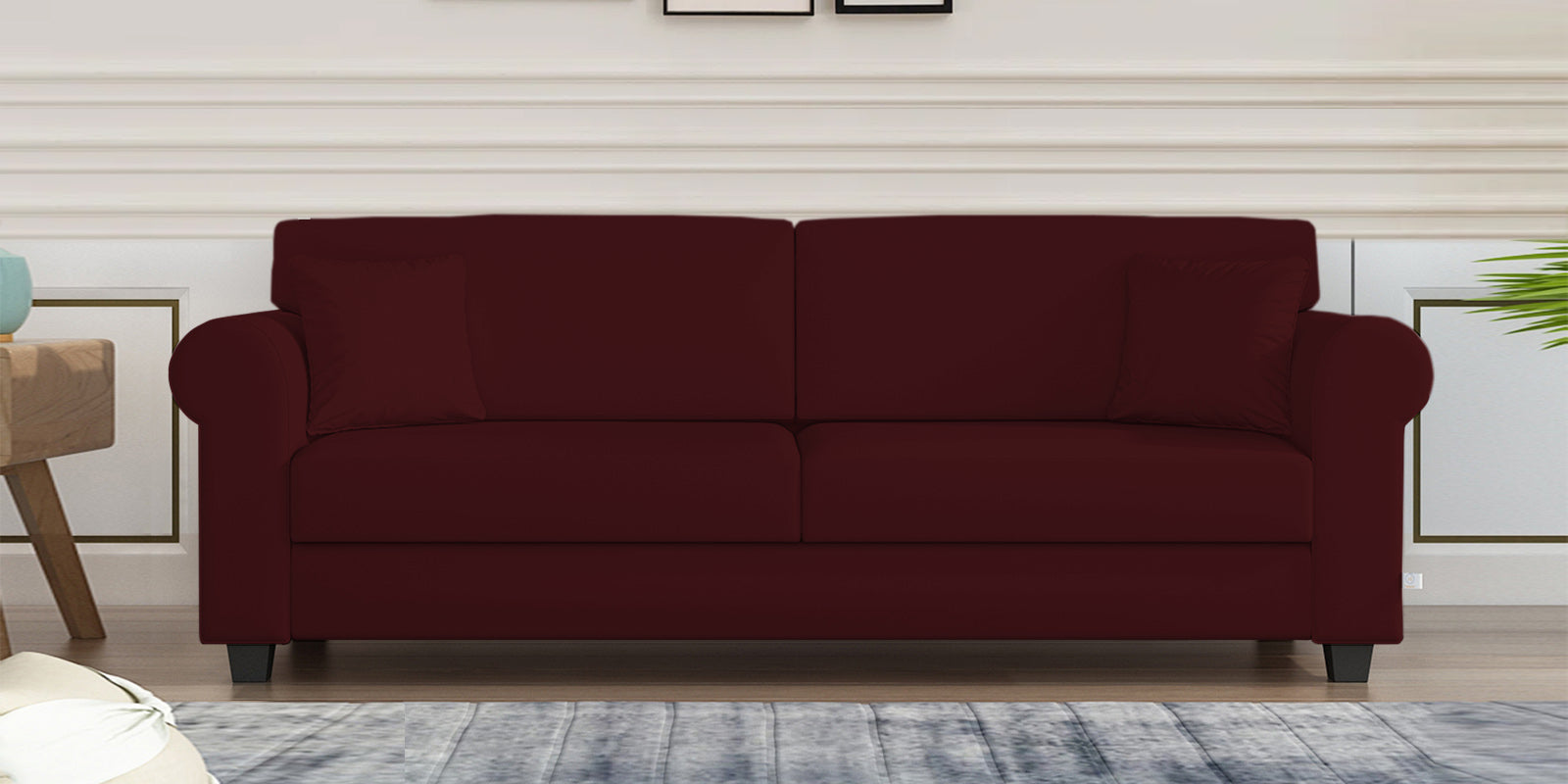 Numonk Velvet 3 Seater Sofa in Blood Maroon Colour