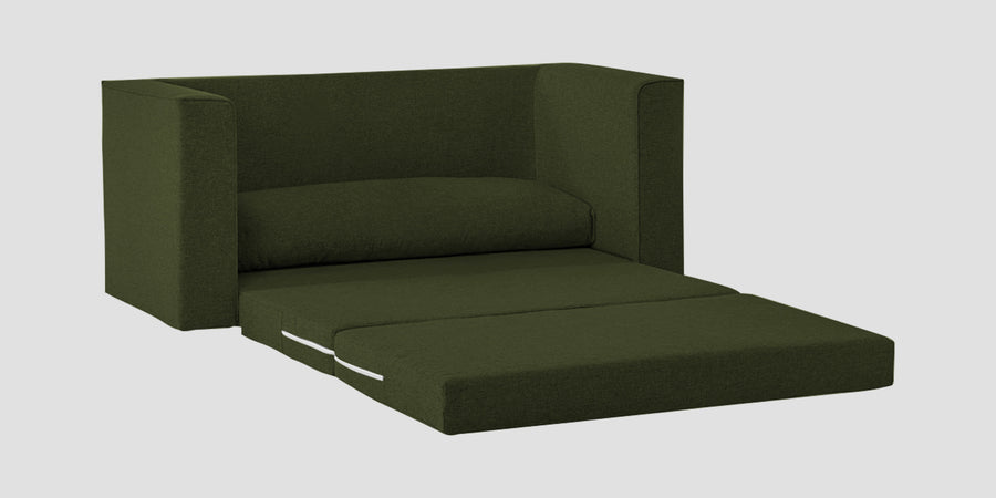 Kenia Fabric 3 Seater Foldable Sofa Cum Bed In Olive Green Colour - Febonic Living