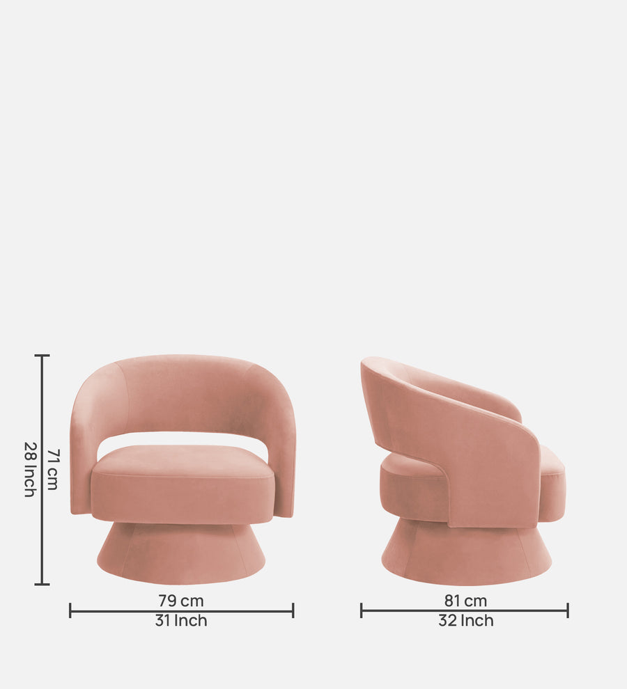Pendra Velvet Swivel Chair In Blush Pink Colour - Febonic Living