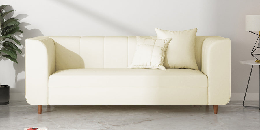 Sumo Velvet 3 Seater Sofa In Warm White Colour - Febonic Living