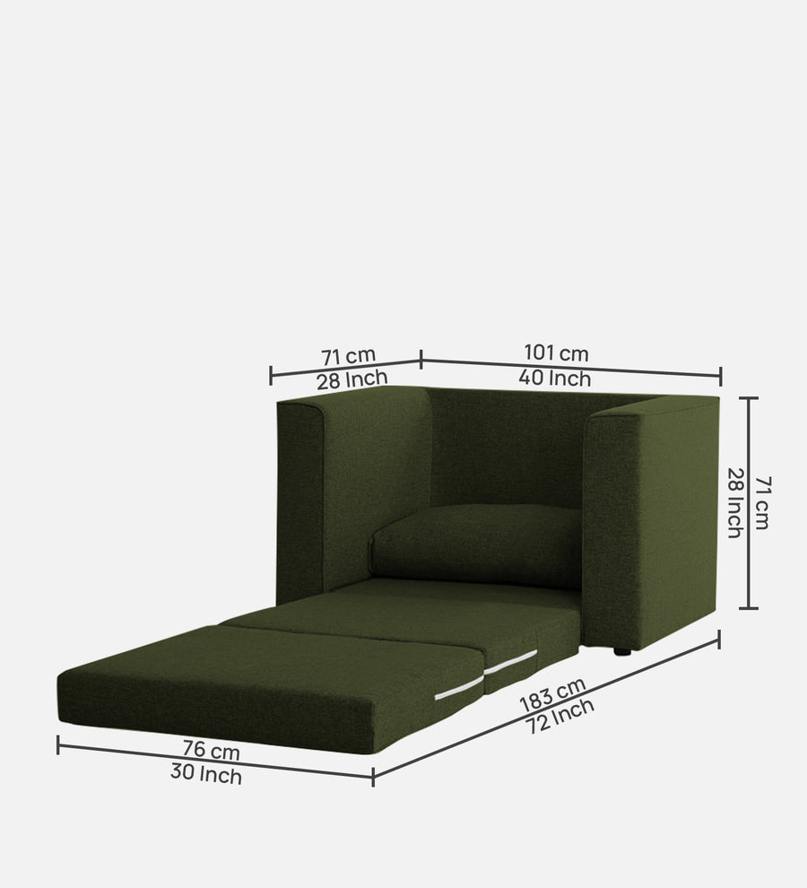Kenia Fabric 1 Seater Foldable Sofa Cum Bed In Olive Green Colour - Febonic Living