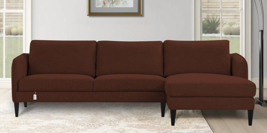Piku Fabric Lhs Sectional Sofa 3 Lounger In Coffee Brown Colour - Febonic Living