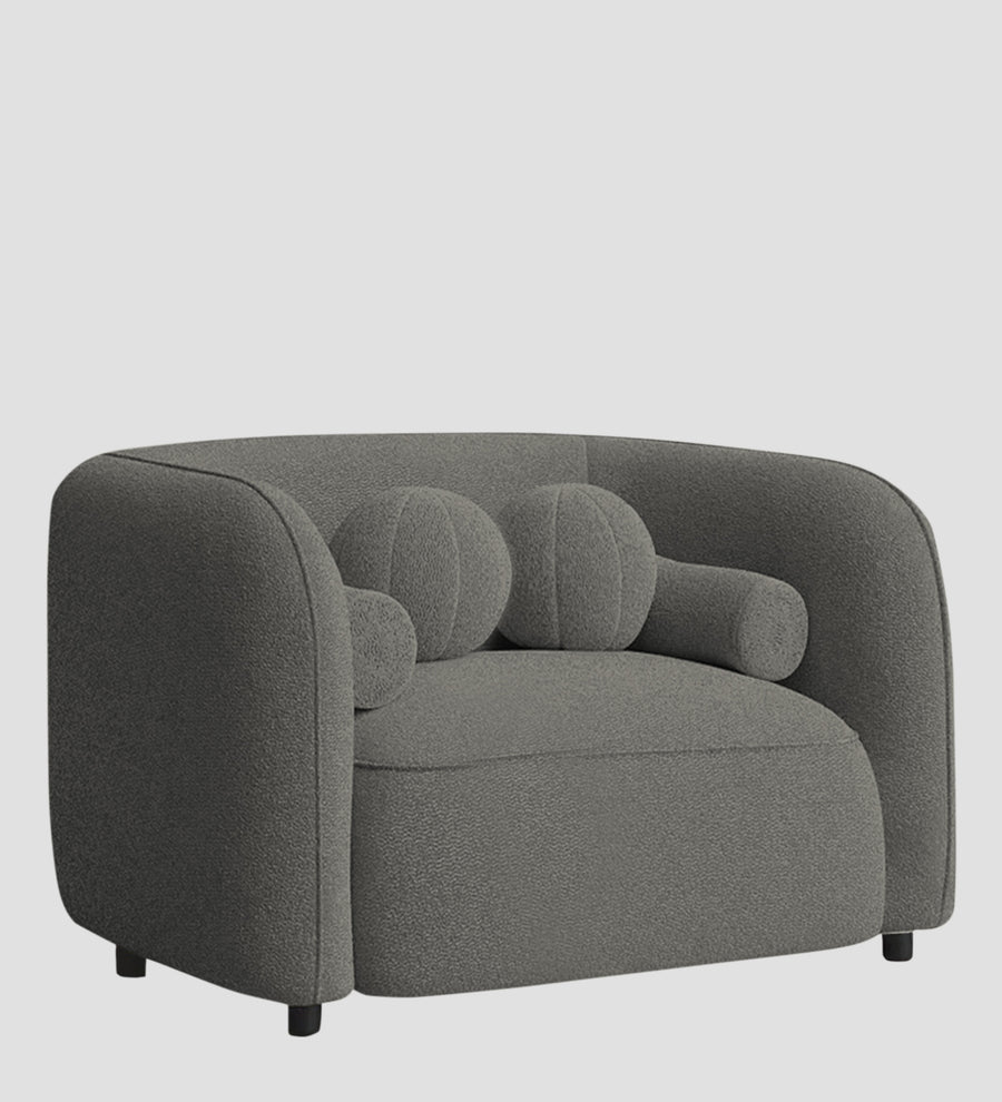 Corny Boucle Fabric 1 Seater Sofa In Moon Grey Colour - Febonic Living