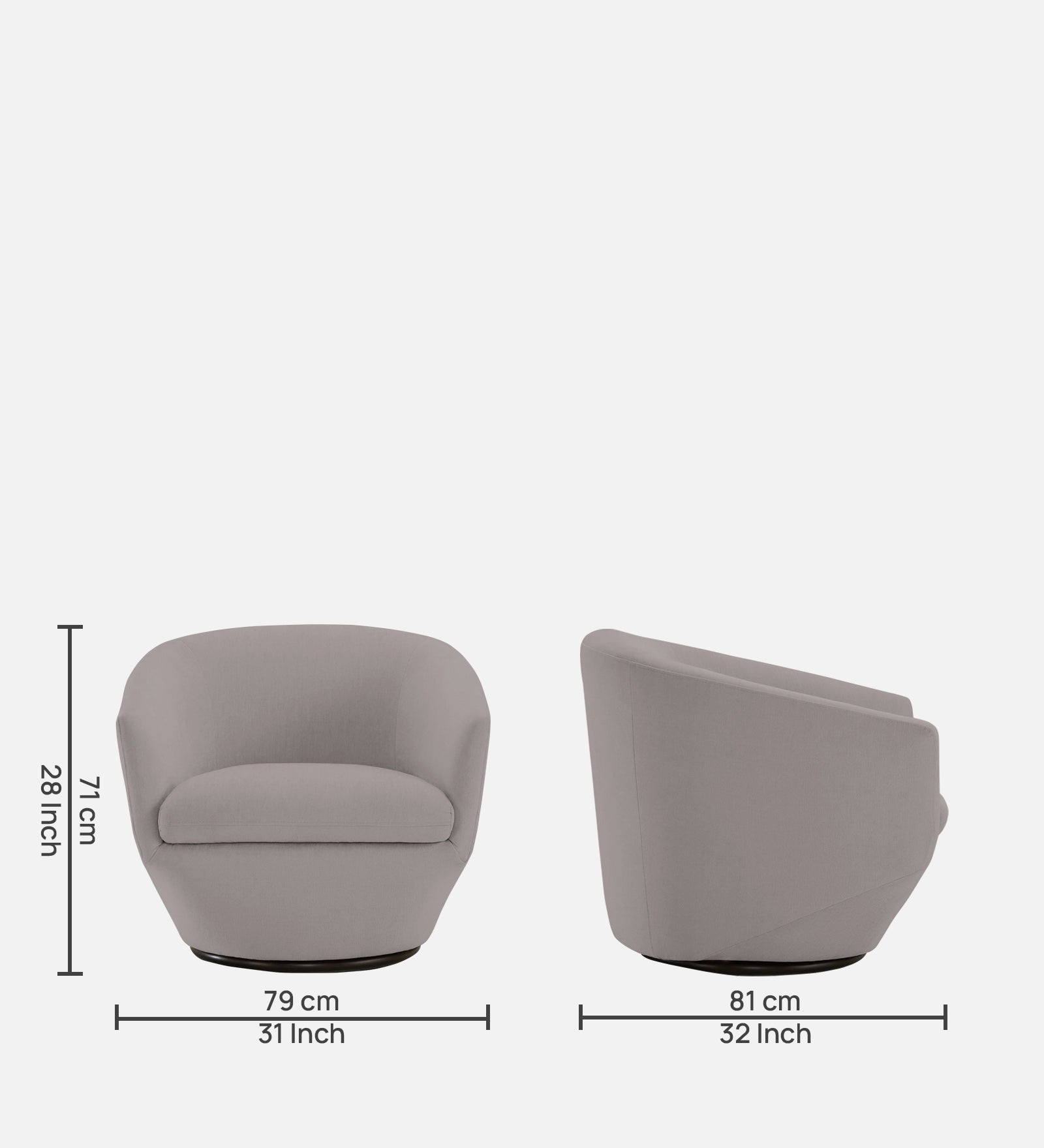 Haddie Velvet Swivel Chair in Pearl Grey Colour
