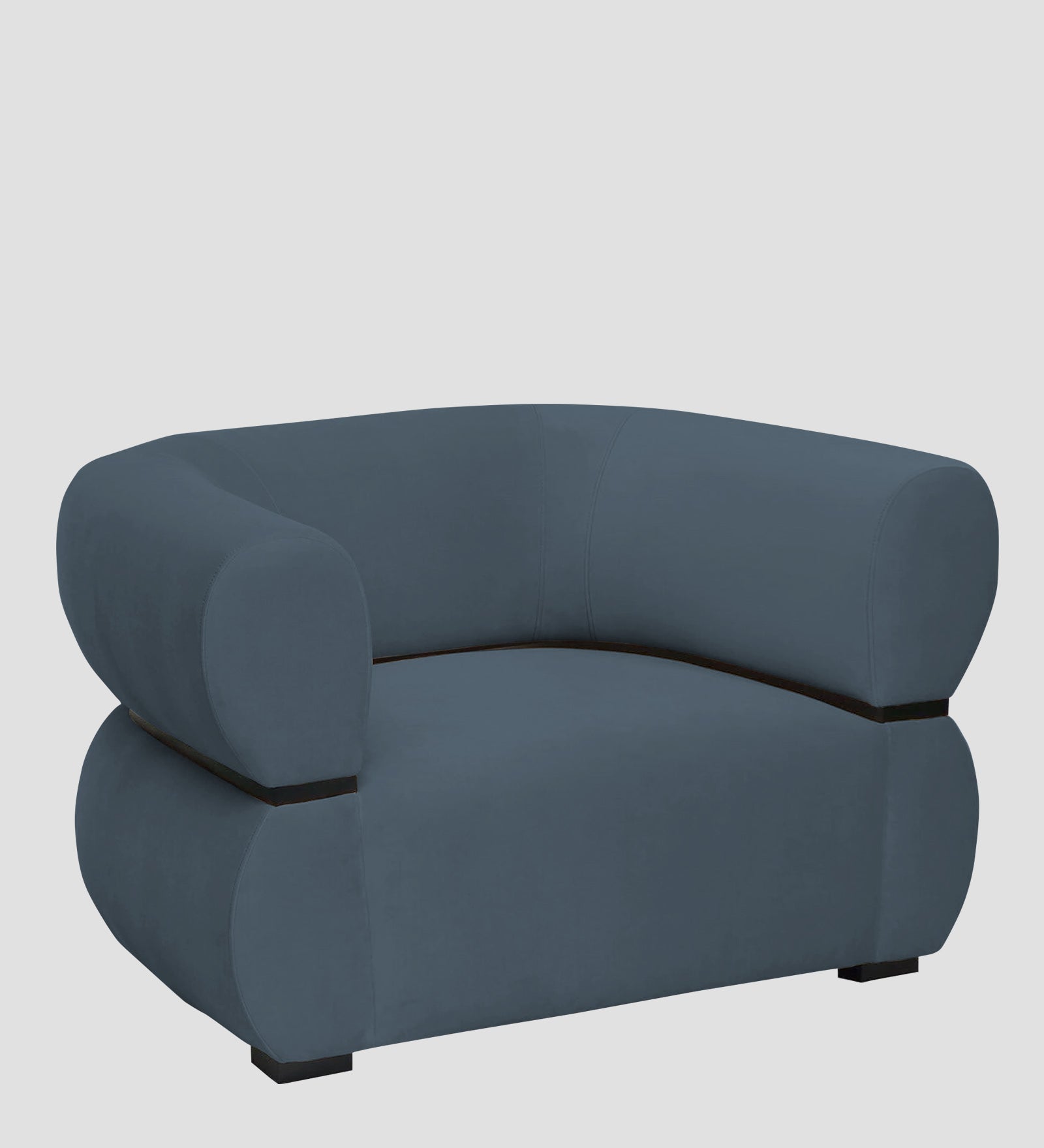 Kula Velvet 1 Seater Sofa In Oxford Blue Colour