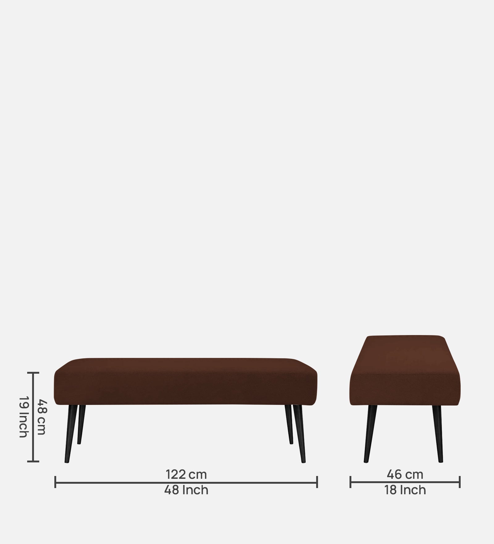 Orbit Fabric Bench In Coffee Brown Colour