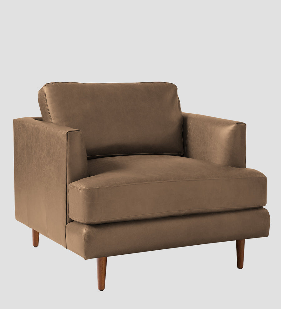 Sterio Leatherette 1 Seater Sofa In Husky Brown Colour - Febonic Living