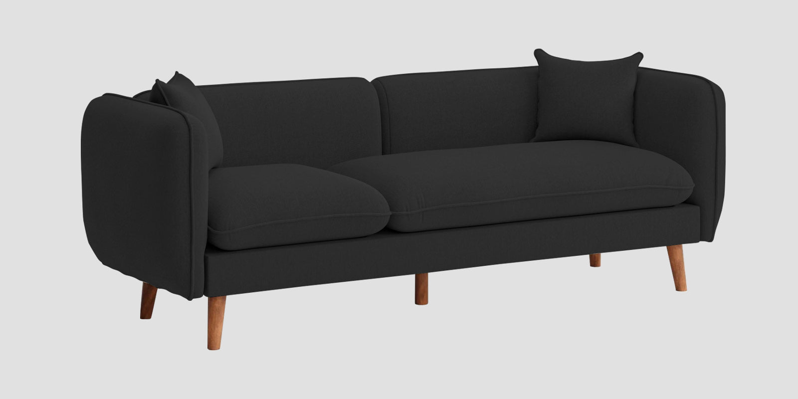 Reva Fabric 3 Seater Sofa In Bitter Black Colour - Febonic Living