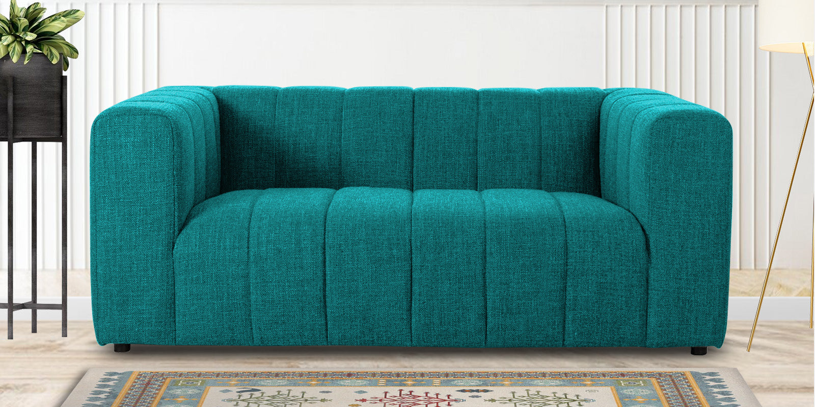 Lara Fabric 2 Seater Sofa in Sea Green Colour