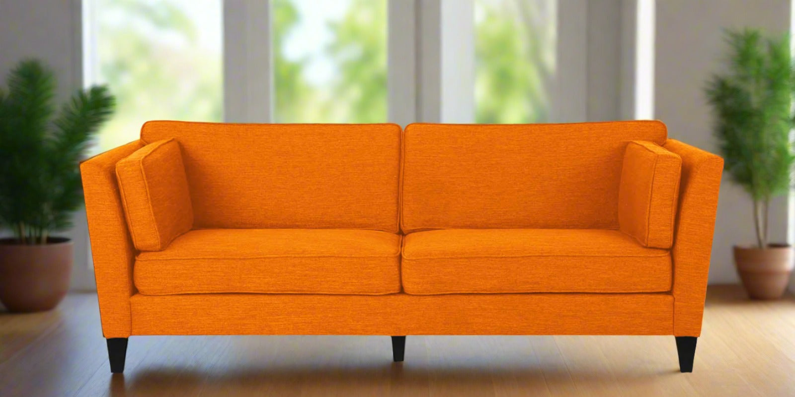 Nigar Fabric 3 Seater Sofa in Vivid Orange Colour