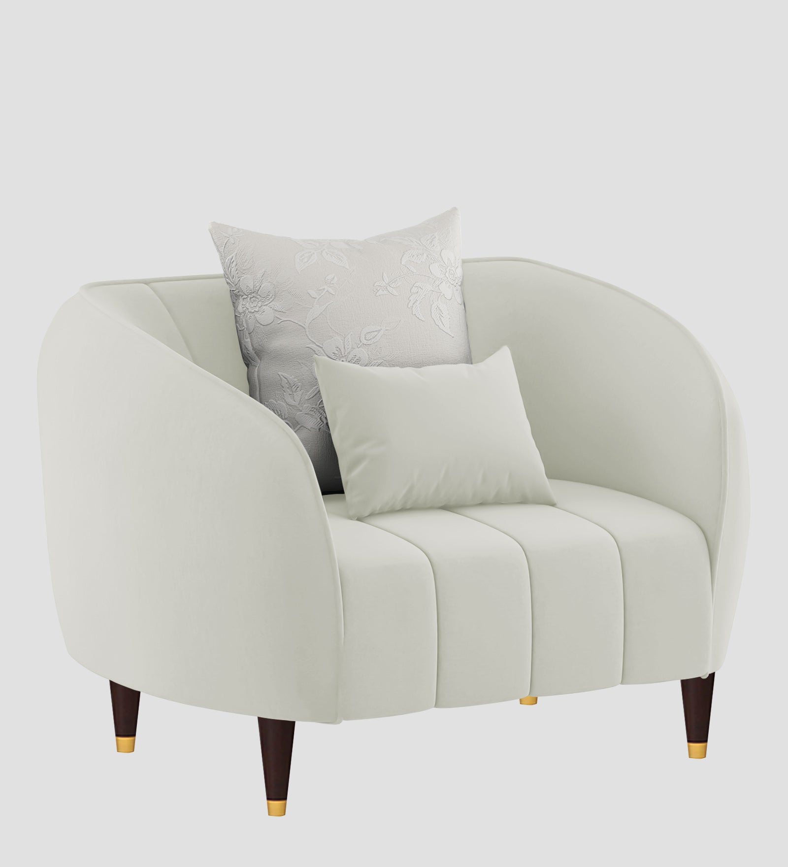 Hairo Velvet 1 Seater Sofa In  Bone Grey Colour - Febonic Living