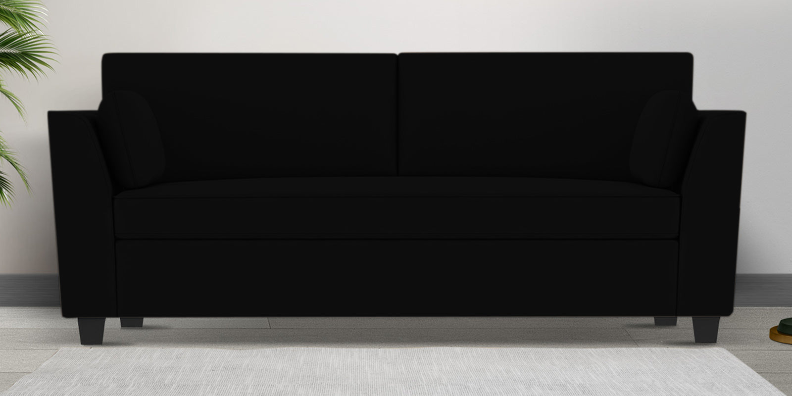Bristo Velvet 3 Seater Sofa in Adam Black Colour With Storage