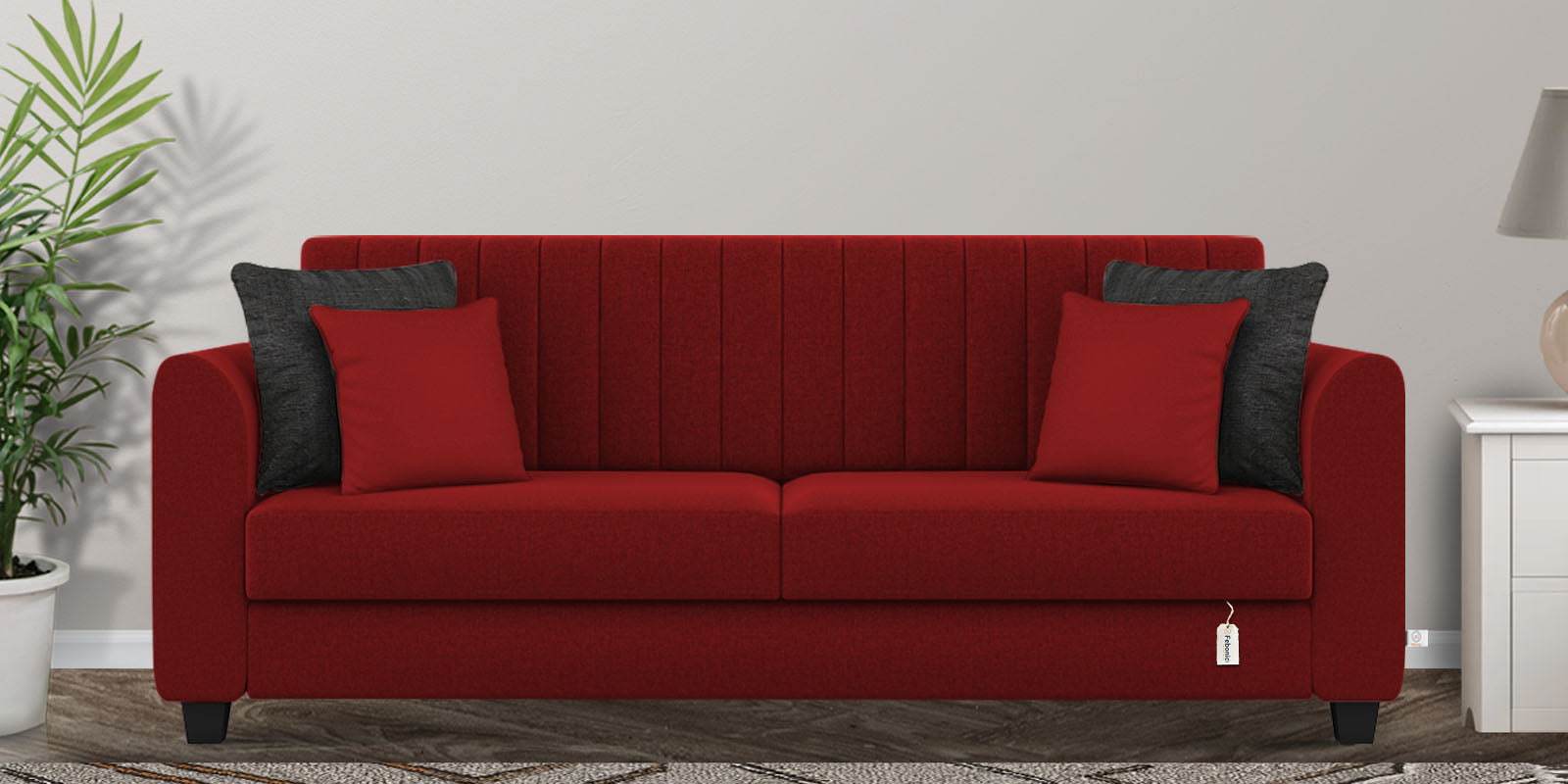 Cosmic Fabric 3 Seater Sofa in Blood Maroon Colour