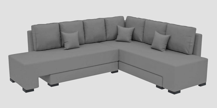 Corby Velvet Rhs 6 Seater Convertible Sofa Cum Bed In Light Grey Colour - Febonic Living