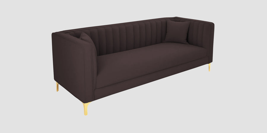 Saban Velvet 3 Seater Sofa In Mocha Brown Colour - Febonic Living
