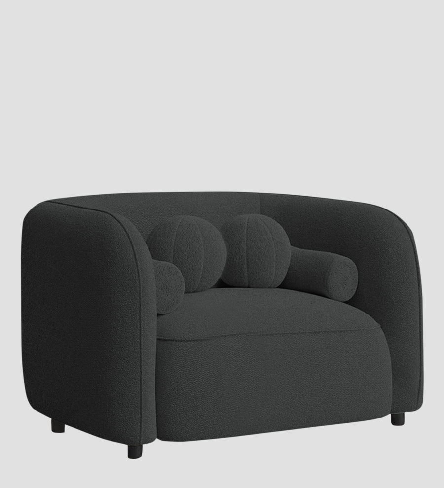 Corny Boucle Fabric 1 Seater Sofa In Shadow Grey Colour - Febonic Living