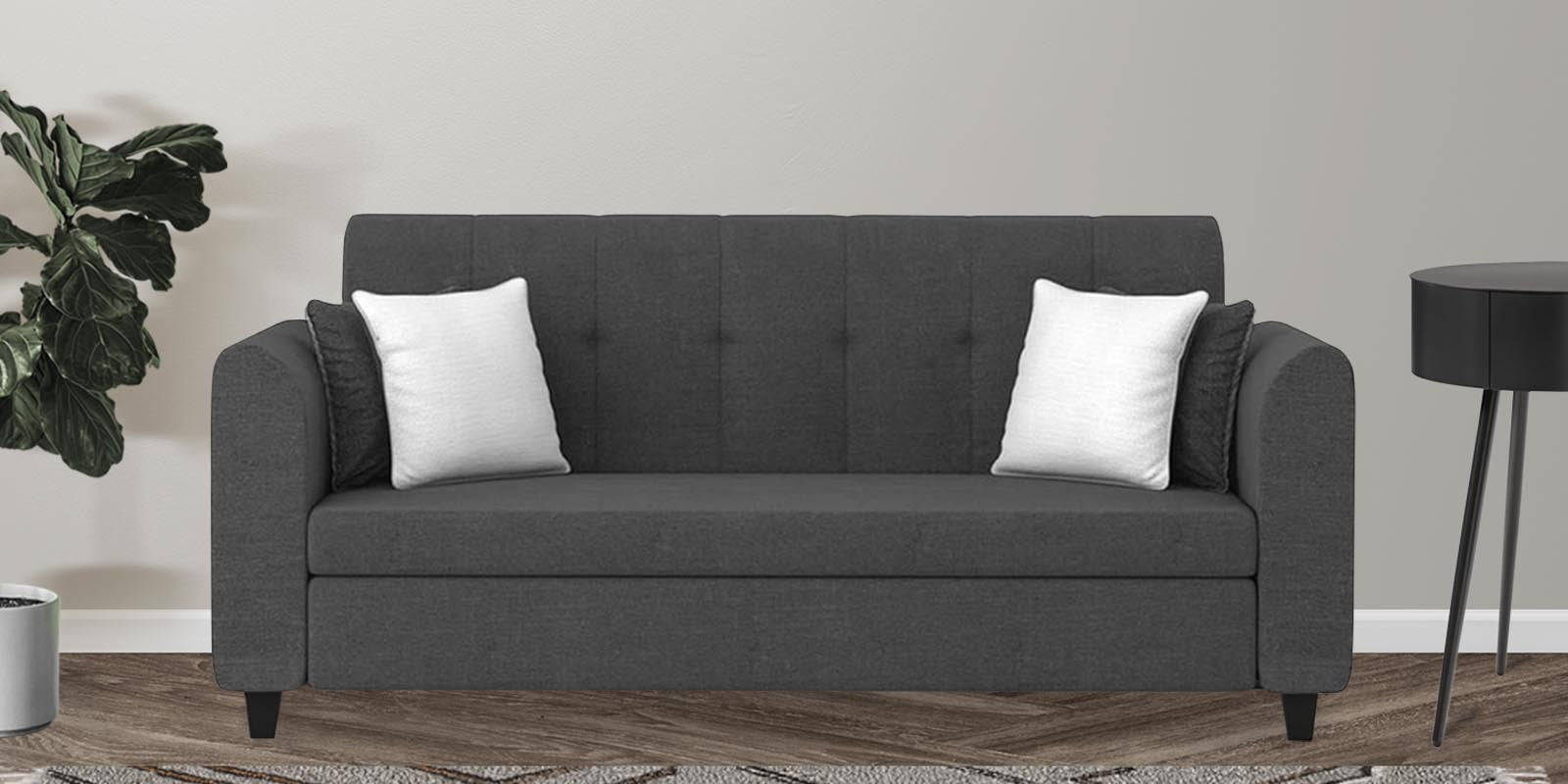 Denmark Fabric 3 Seater Sofa in Charcoal Grey Colour
