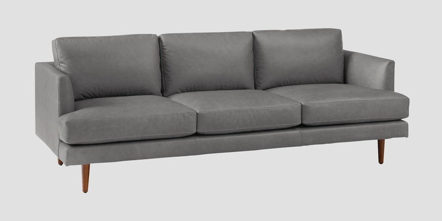 Sterio Leatherette 3 Seater Sofa In Dim Grey Colour - Febonic Living