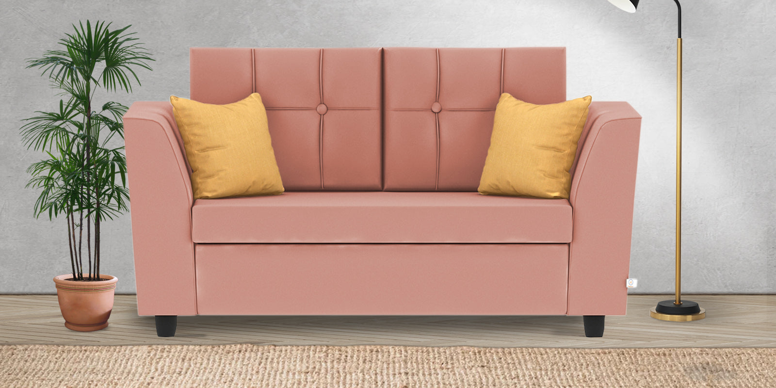 Nestin Velvet 2 Seater Sofa in Blush Pink Colour