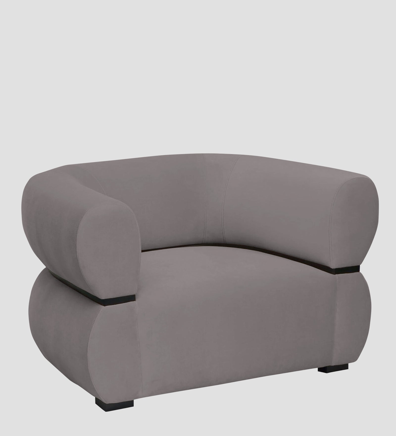 Kula Velvet 1 Seater Sofa In Pearl Grey Colour