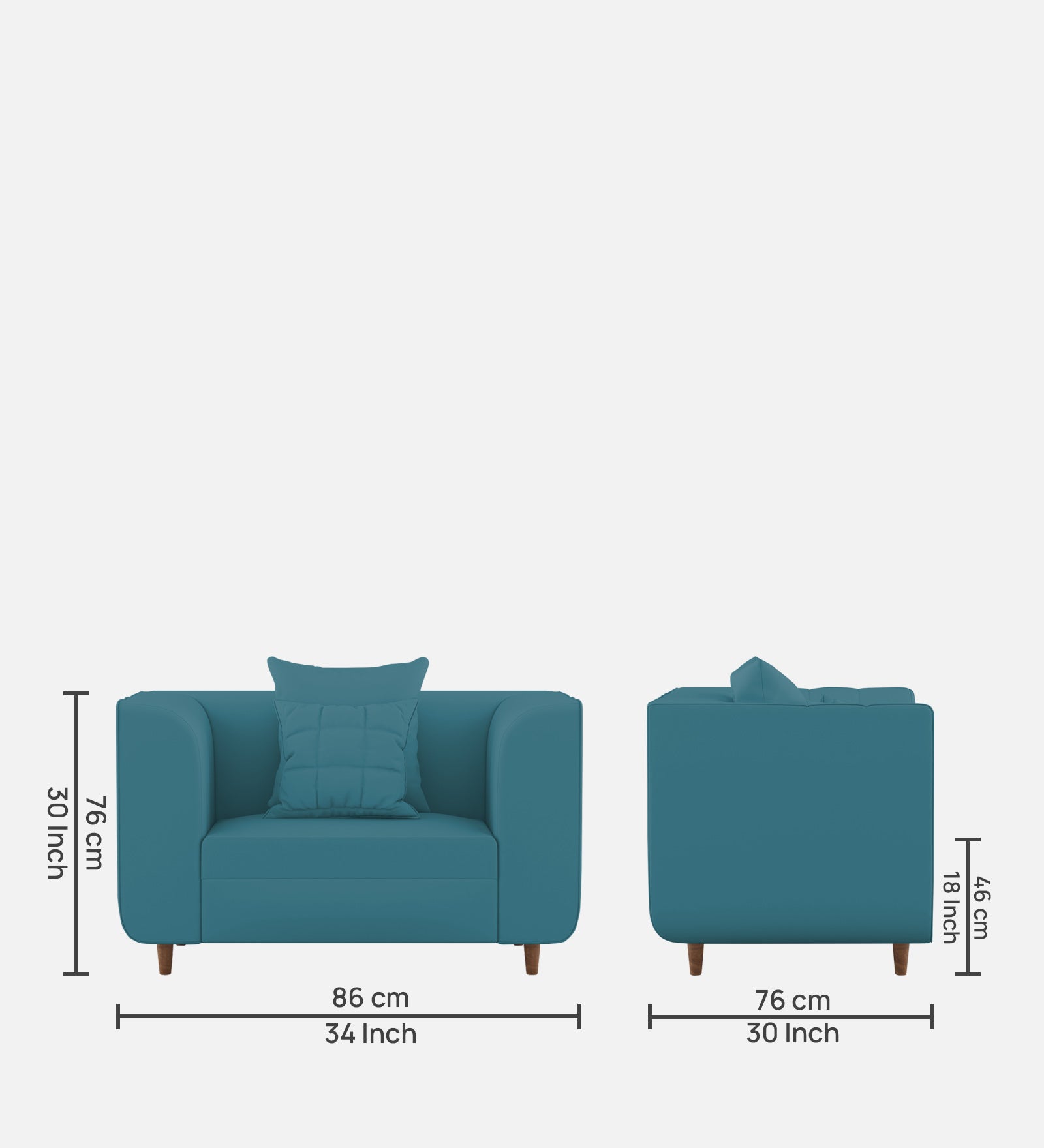 Sumo Velvet 1 Seater Sofa in Aqua Blue Colour