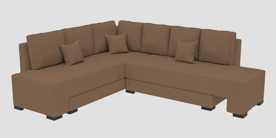Corby Velvet Lhs 6 Seater Convertible Sofa Cum Bed In Mocha Mouse Colour - Febonic Living