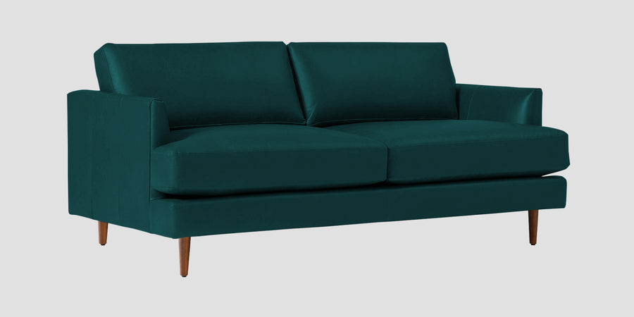 Sterio Leatherette 2 Seater Sofa In Peakcock Blue Colour - Febonic Living