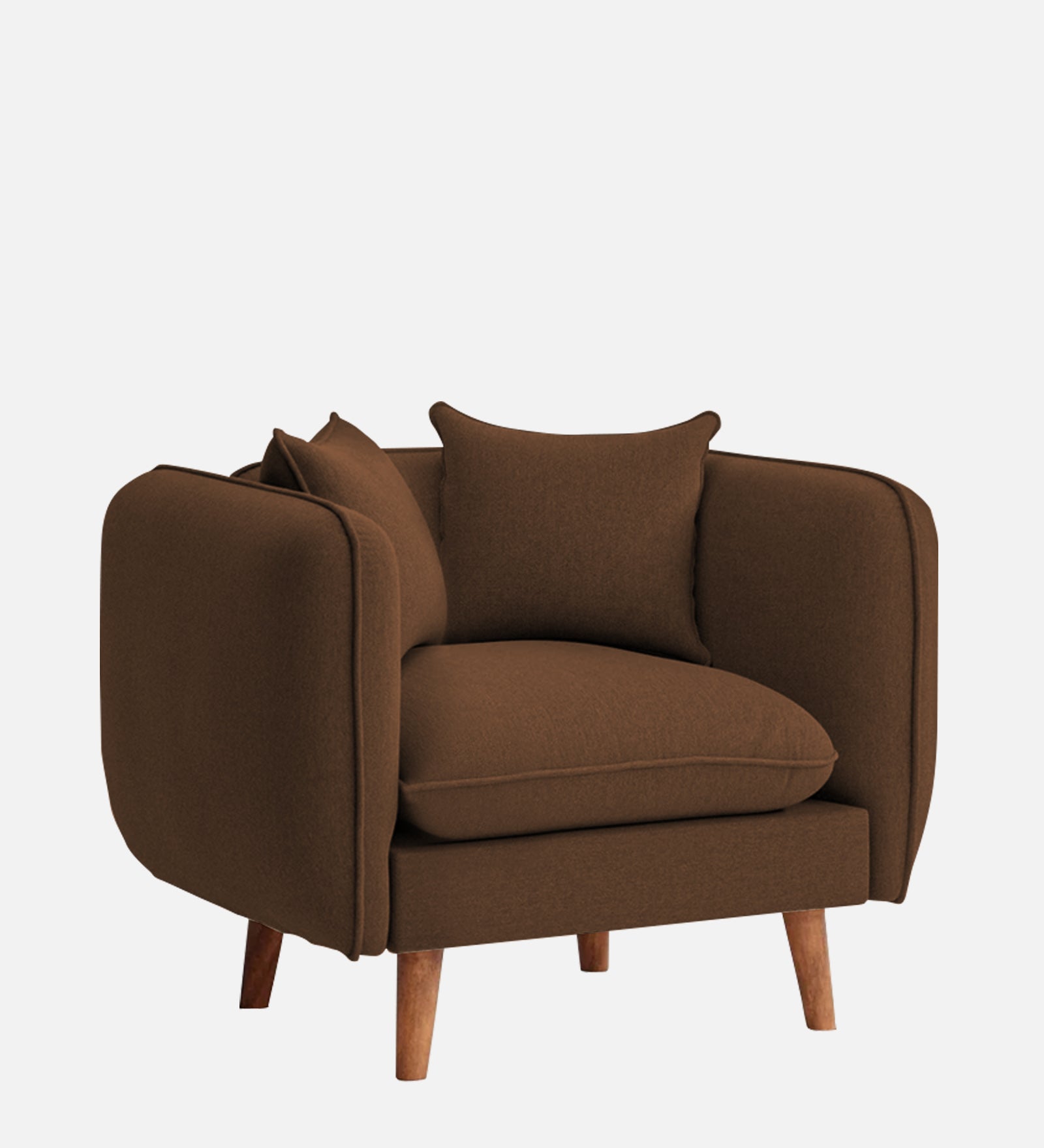 Reva Fabric 1 Seater Sofa In Chestnut Brown Colour