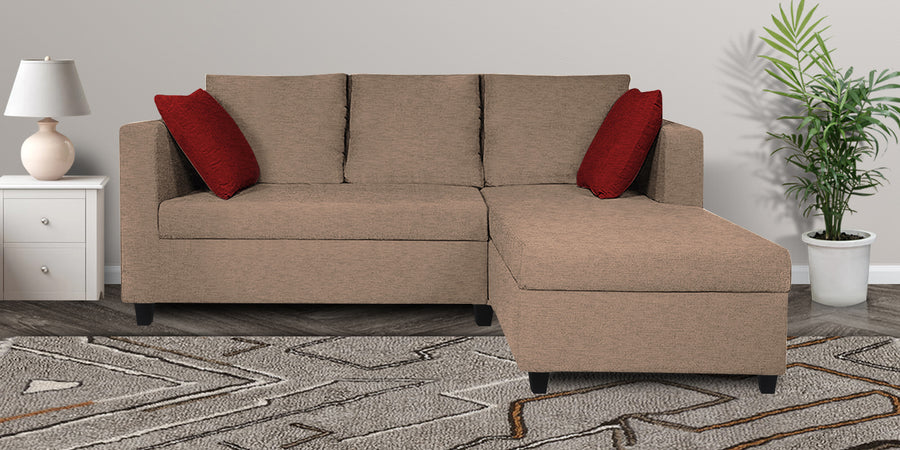 Nebula Fabric Lhs Sectional Sofa 2 Lounger In Cookie Beige Colour - Febonic Living