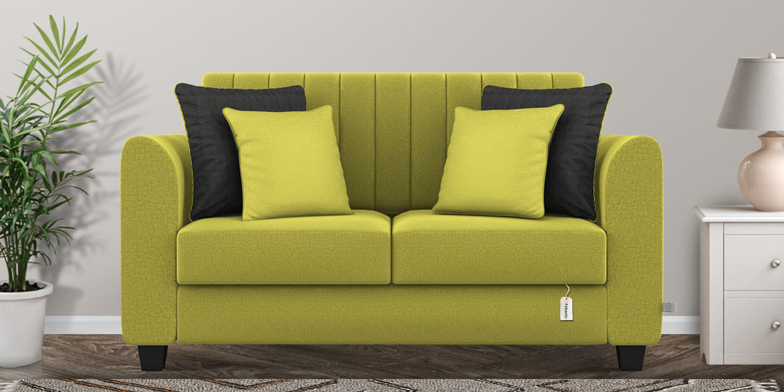 Cosmic Fabric 2 Seater Sofa in Parrot Green Colour