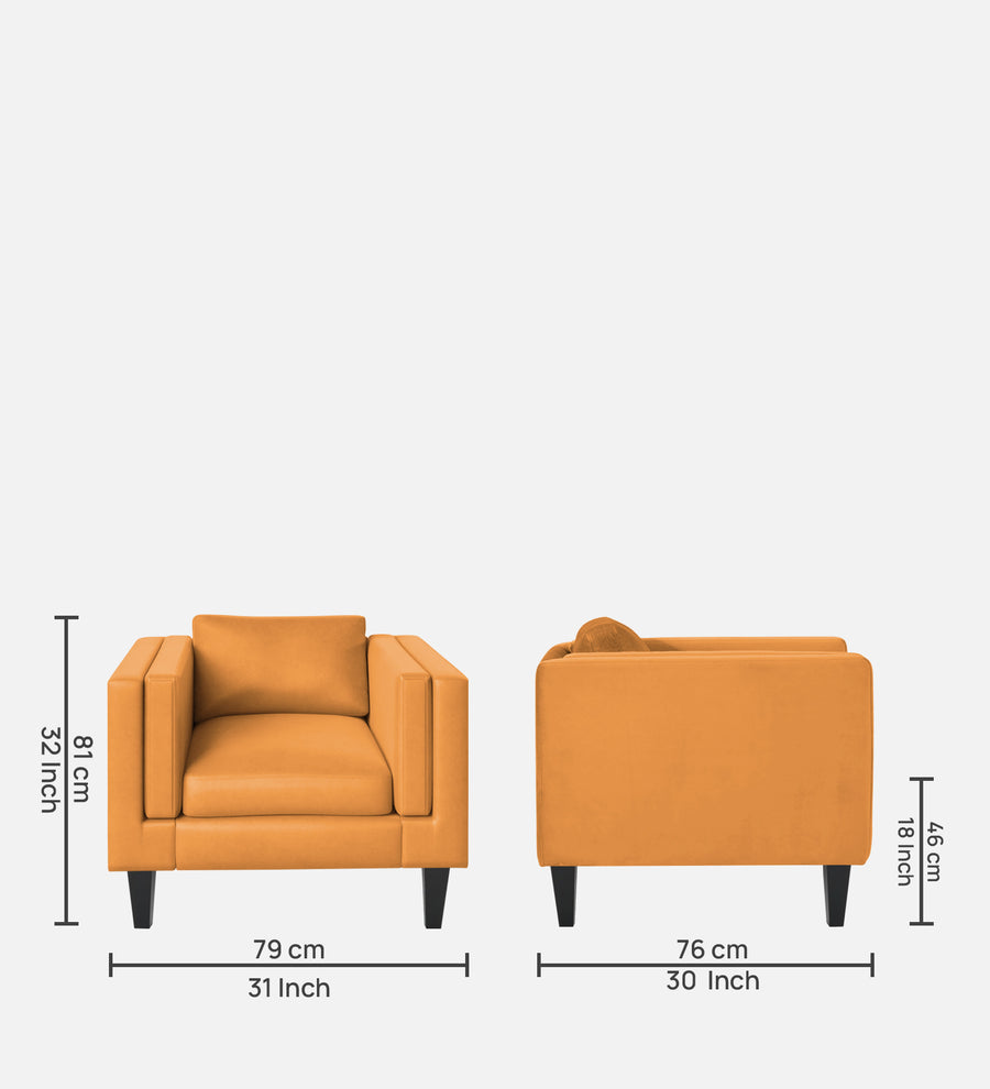 Jasper Velvet 1 Seater Sofa In Tangerine Orange Colour - Febonic Living