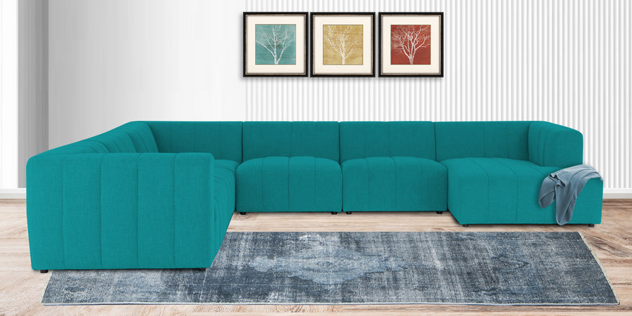 Damo Fabric Lhs 8 Seater Corner Sofa In Sea Green Colour - Febonic Living