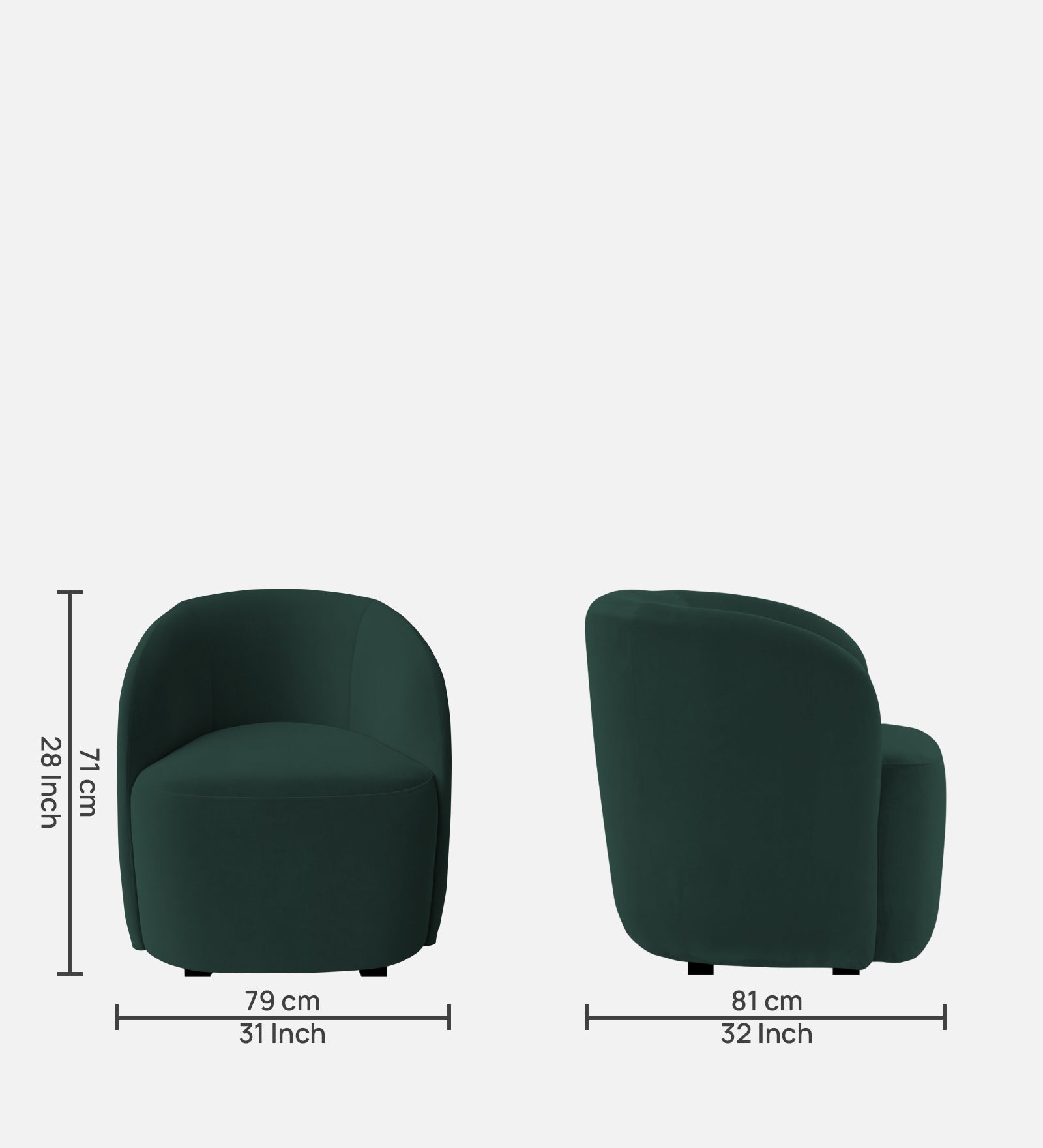 Lucky Velvet Wing Chair in Forest Green Colour