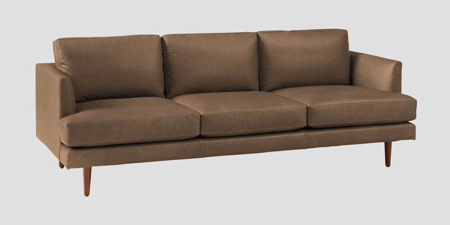 Sterio Leatherette 3 Seater Sofa In Husky Brown Colour - Febonic Living